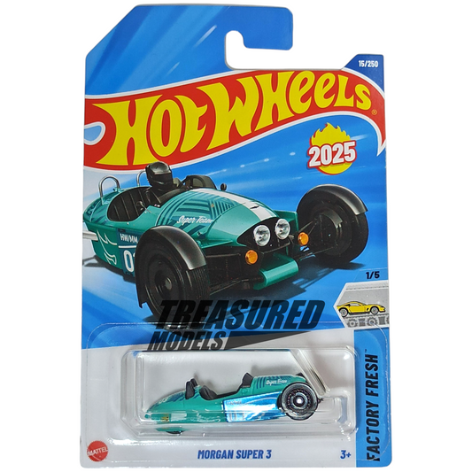 Hot Wheels Morgan Super 3 Cyan 2025 Main Line Factory Fresh 1/64 Die Cast