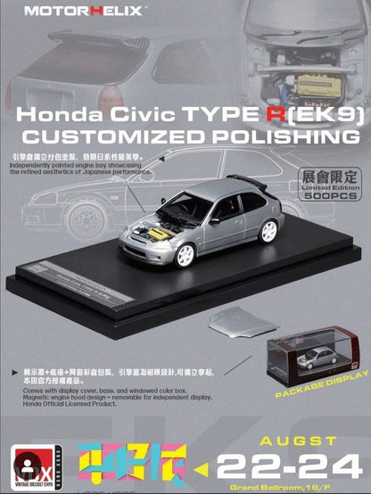 MotorHelix Honda Civic Type-R EK9 Customized Polishing Hong Kong Toy Car Salon 2025 1/64 Die Cast