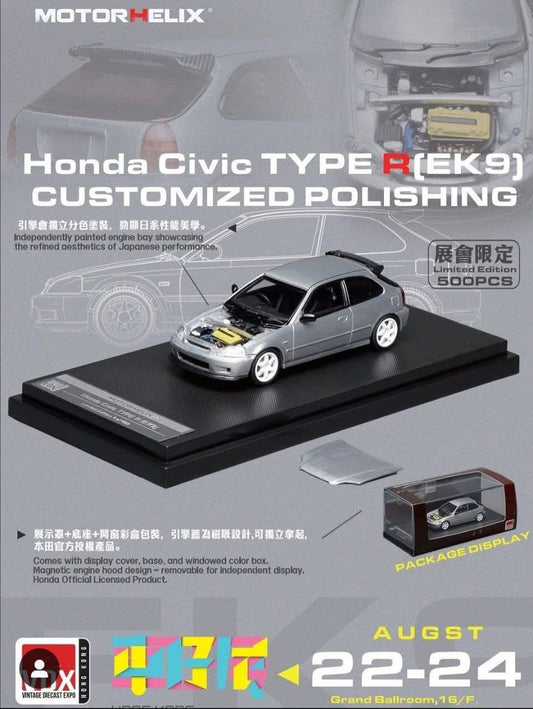 MotorHelix Honda Civic Type-R EK9 Customized Polishing Hong Kong Toy Car Salon 2025 1/64 Die Cast