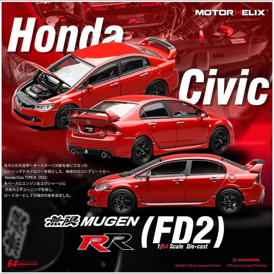 MotorHelix Honda Civic Type-R FD2 Mugen RR Red M65410 1/64 Die Cast
