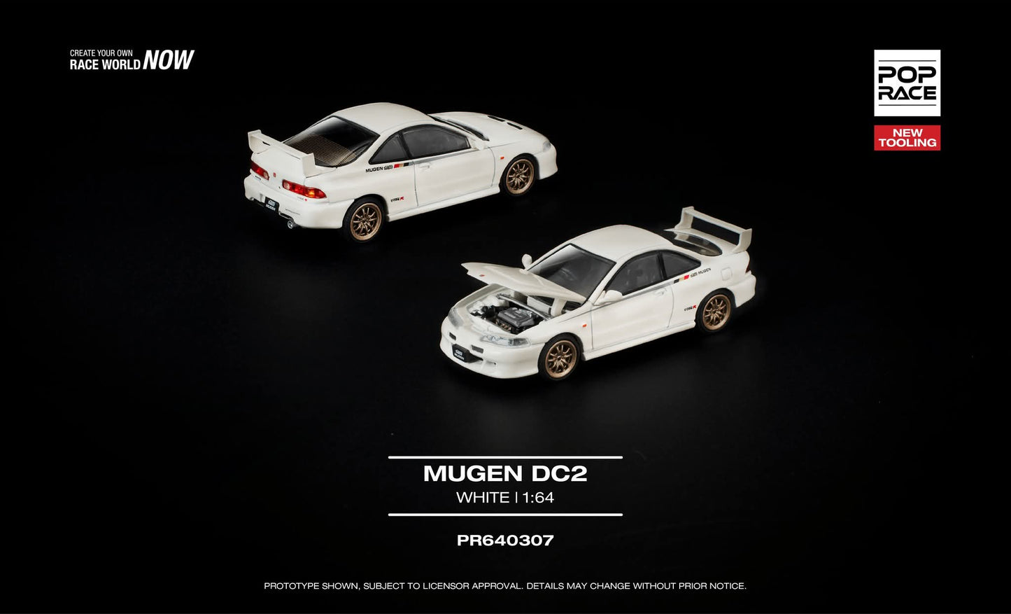 [Pre-Order] Pop Race Mugen DC2 White PR640307 1/64 Diecast