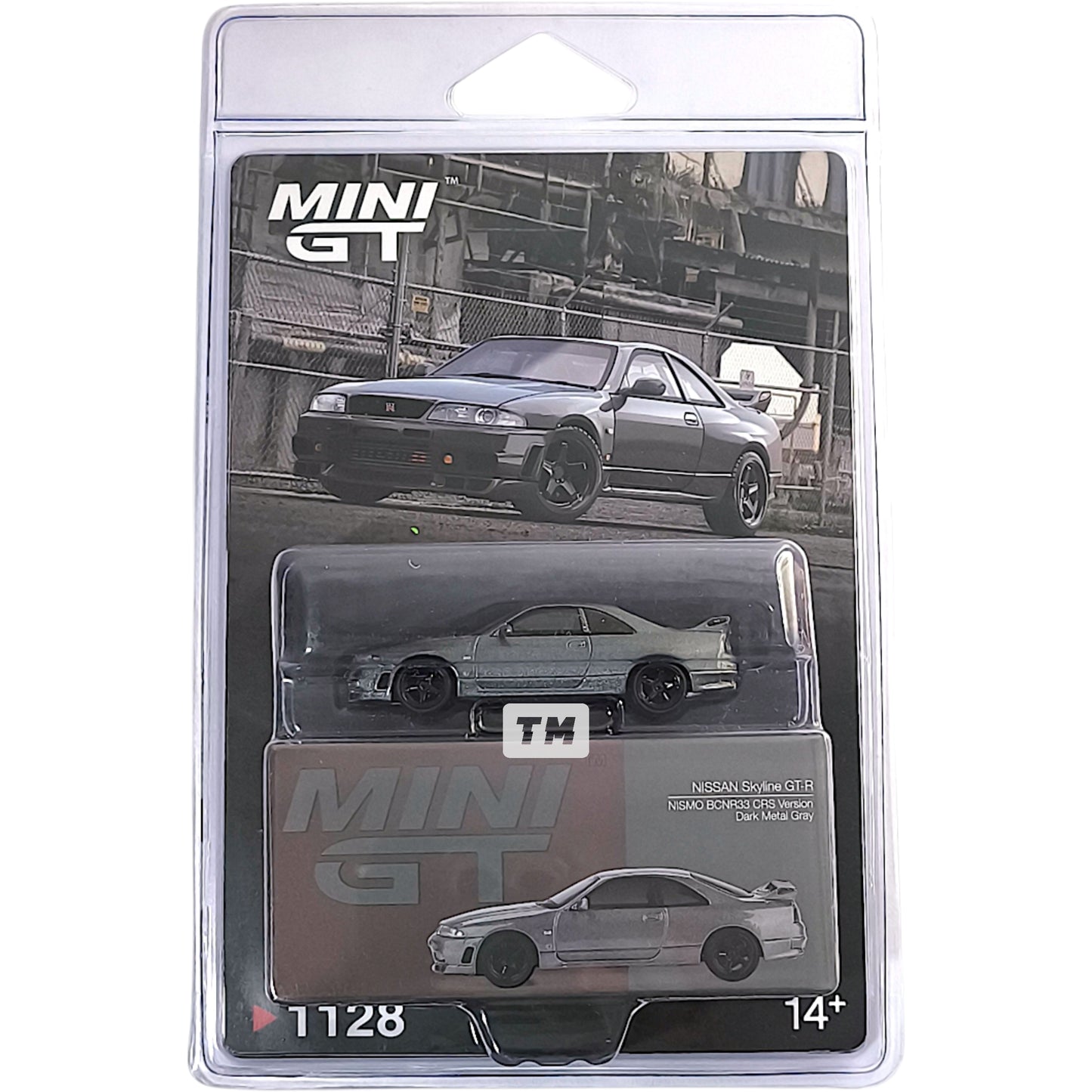 Mini GT NISSAN Skyline GT-R Dark Metal Gray (NISMO BCNR33 CRS Version) Blister Packaging MGT01128BL 1/64 Diecast