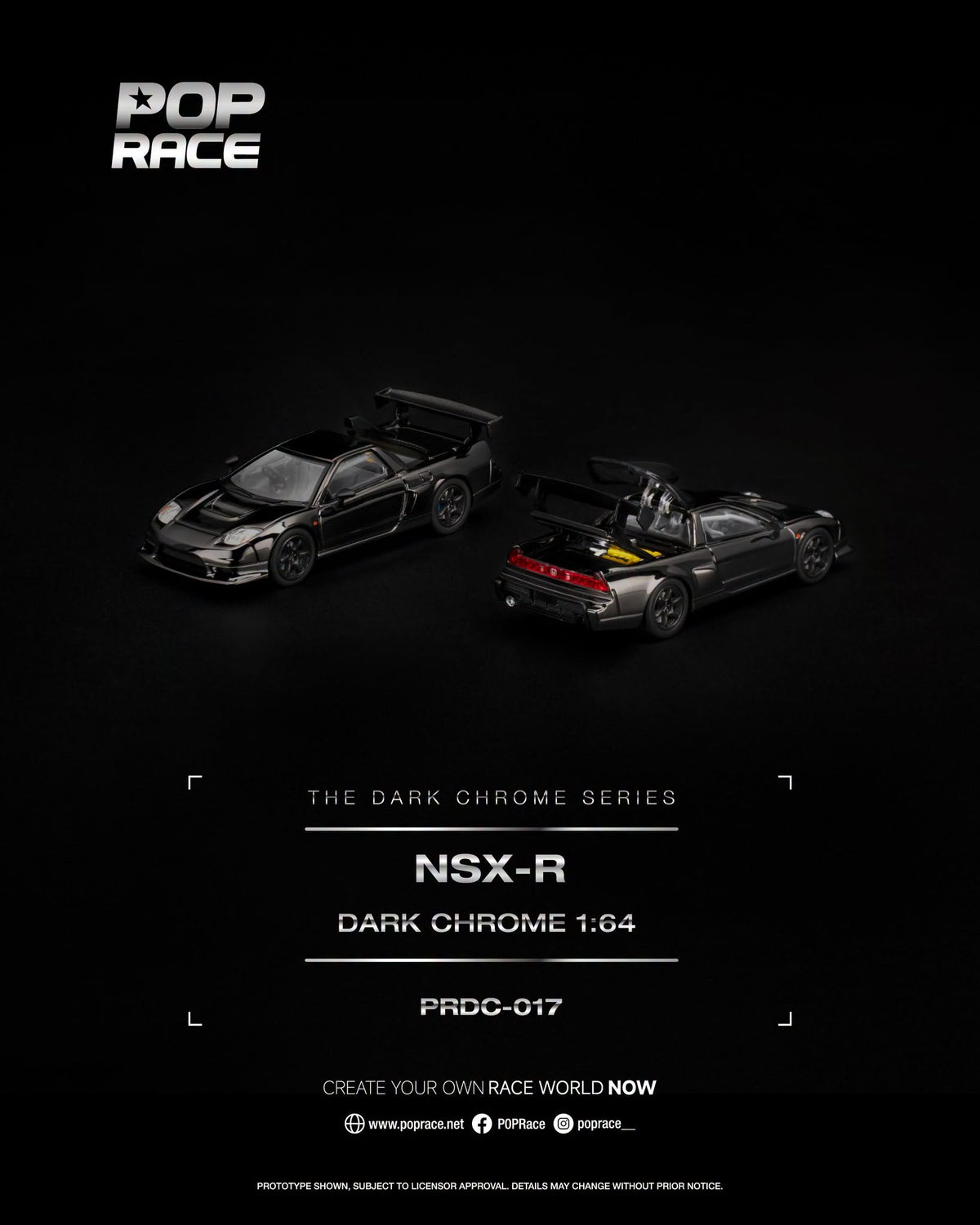 [PRE-ORDER] POP RACE NSX-R DARK CHROME PRDC017 1/64 Diecast