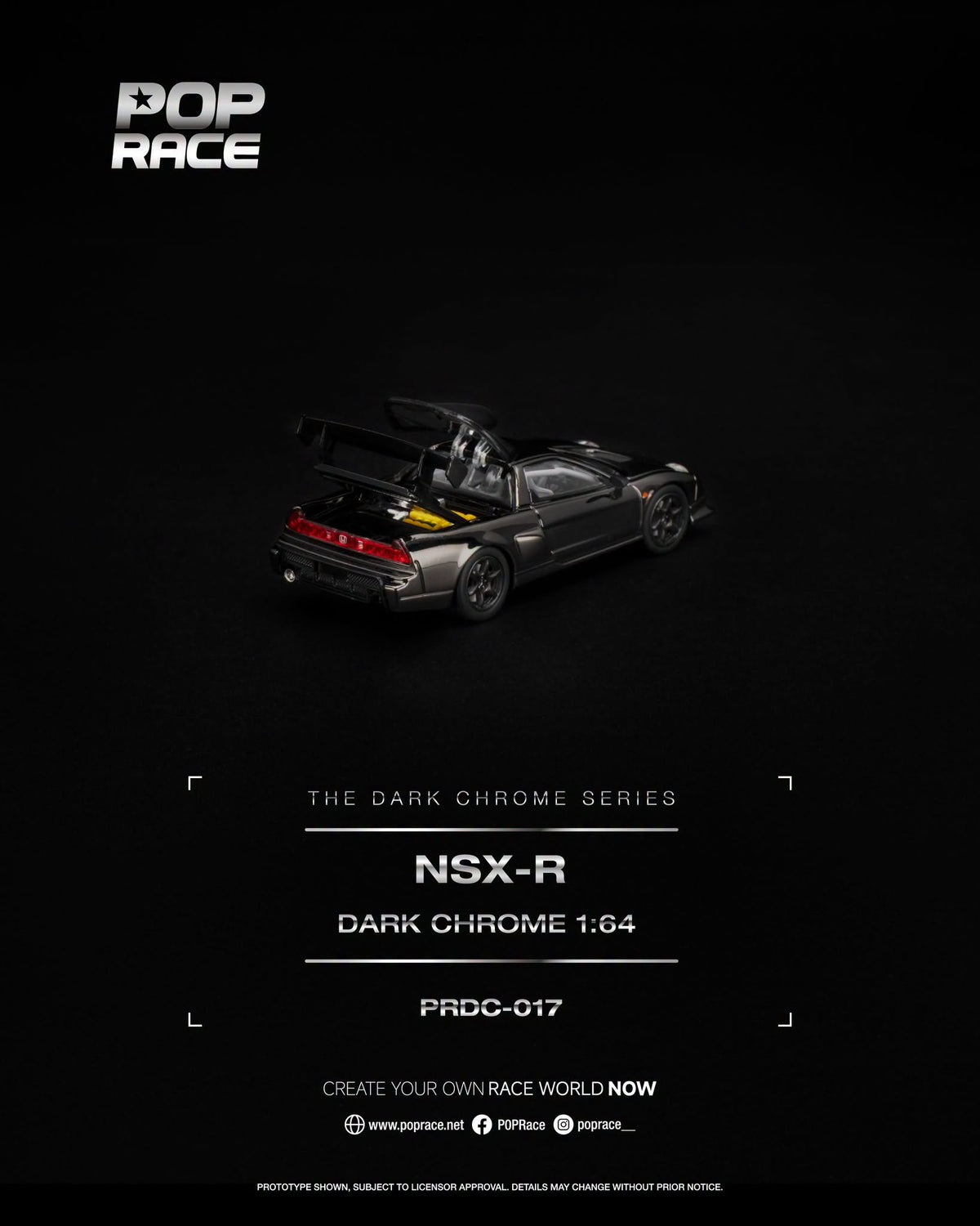 [PRE-ORDER] POP RACE NSX-R DARK CHROME PRDC017 1/64 Diecast