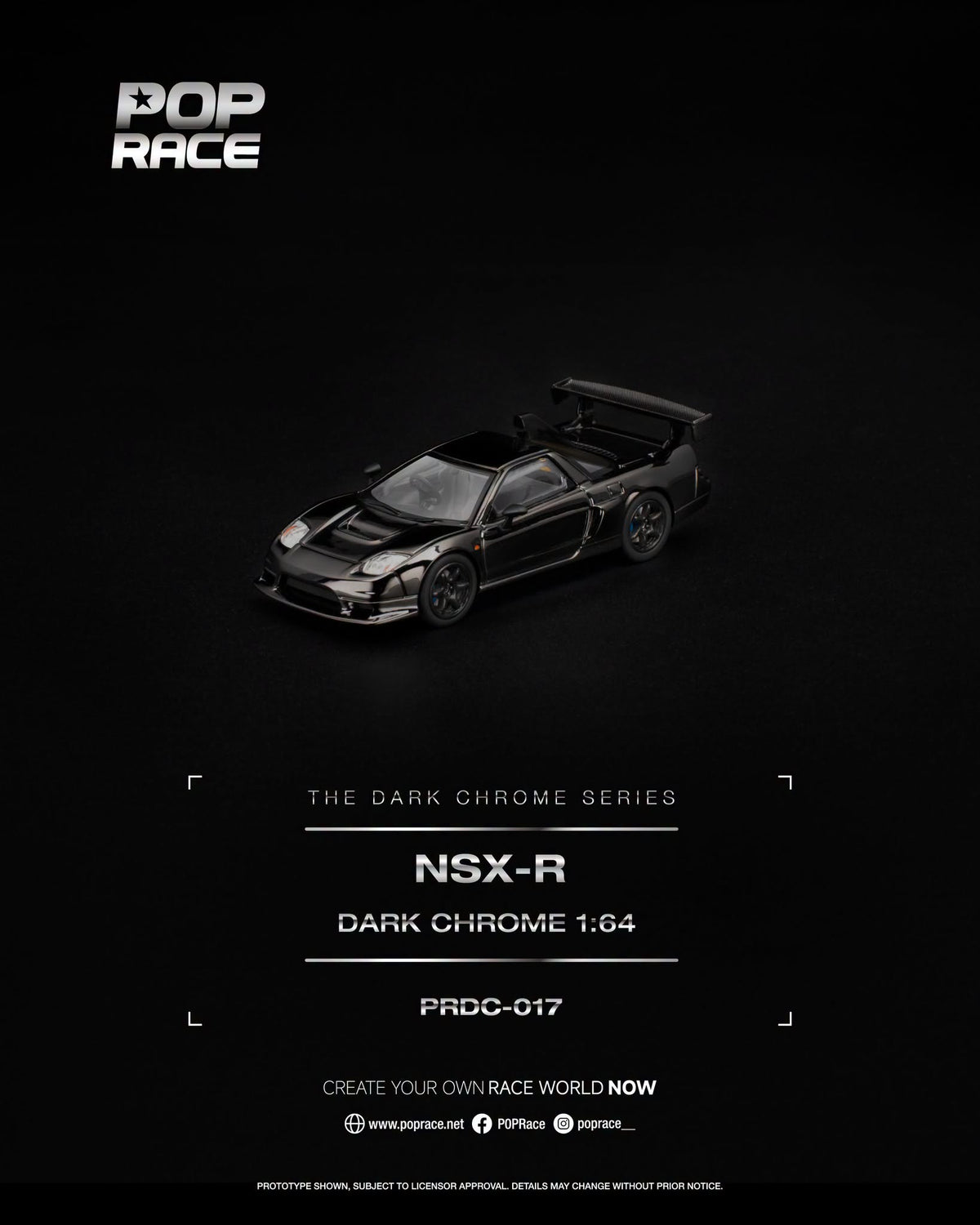 [PRE-ORDER] POP RACE NSX-R DARK CHROME PRDC017 1/64 Diecast