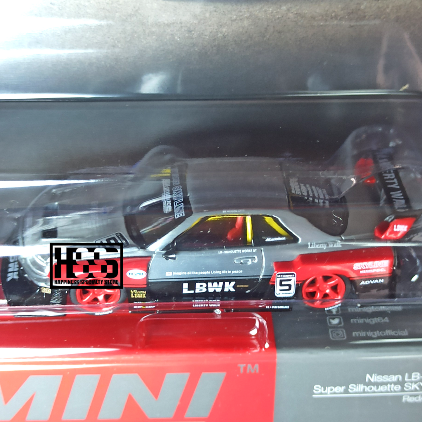 Mini GT Nissan CHASE LB-ER34 Super Silhouette Skyline Red Black MGT00843 1/64 Diecast