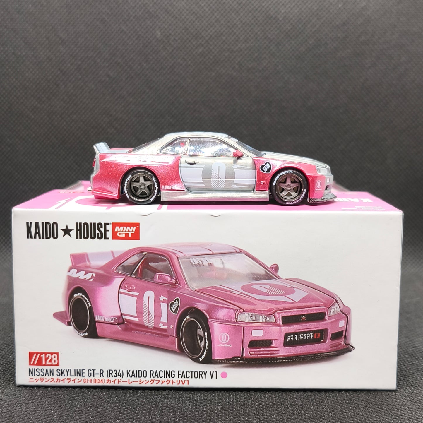 Kaido House Nissan CHASE Skyline GT-R (R34) KAIDO RACING FACTORY V1 KHMG128 1/64 Diecast