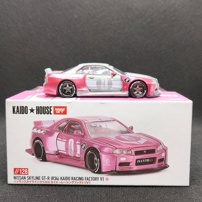 Kaido House Nissan CHASE Skyline GT-R (R34) KAIDO RACING FACTORY V1 KHMG128 1/64 Diecast