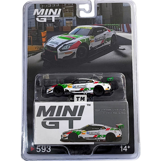 Mini GT Nissan GT-R NISMO GT3 #23 KCMG 2018 FIA GT World Cup Macau Blister Packaging MGT00593BL 1/64 Diecast