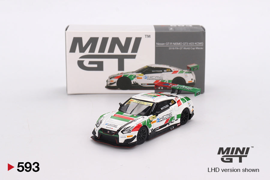 Mini GT Nissan GT-R NISMO GT3 #23 KCMG 2018 FIA GT World Cup Macau MGT00593 1/64 Diecast