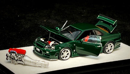 PGM Nissan GT-R R34 Z-Tune British Green PGM-641005 1/64 Diecast