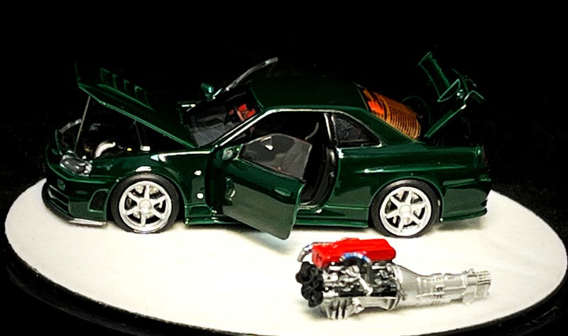 PGM Nissan GT-R R34 Z-Tune British Green PGM-641005 1/64 Diecast