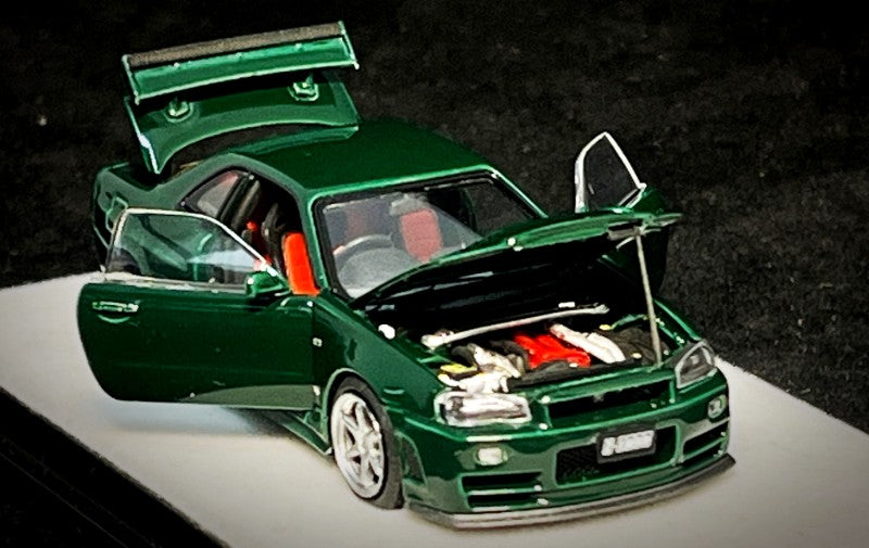 1/64 PGM Nissan 日産 GTR R34 Z Tune 緑　全開閉 PGM Nissan GT-R R34 Z-Tune British Green PGM-641005 1/64 Diecast