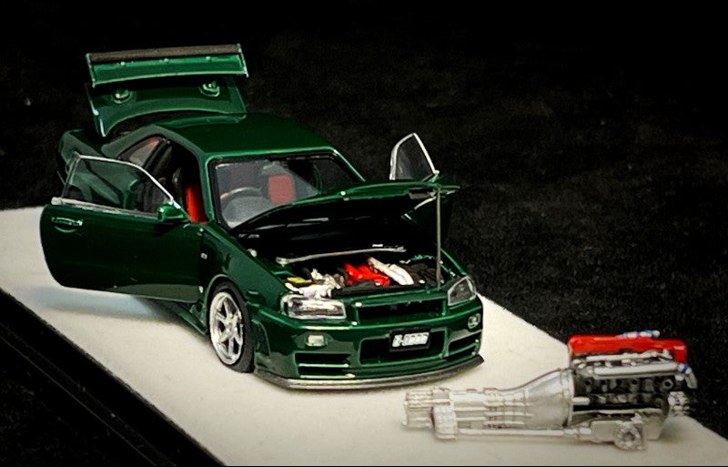 PGM Nissan GT-R R34 Z-Tune British Green PGM-641005 1/64 Diecast