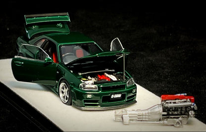 PGM Nissan GT-R R34 Z-Tune British Green PGM-641005 1/64 Diecast