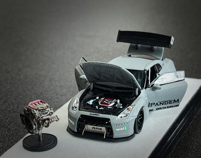 PGM Nissan GT-R R35 Pandem Rocket Bunny Combet Gray Ordinary Version PGM-640703 1/64 Diecast