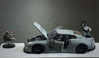 PGM Nissan GT-R R35 Pandem Rocket Bunny Combet Gray Ordinary Version PGM-640703 1/64 Diecast