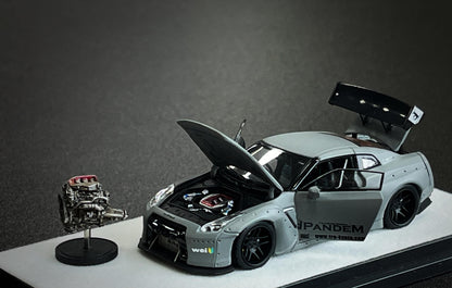 PGM Nissan GT-R R35 Pandem Rocket Bunny Combet Gray Ordinary Version PGM-640703 1/64 Diecast