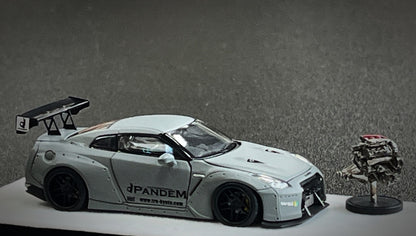 PGM Nissan GT-R R35 Pandem Rocket Bunny Combet Gray Ordinary Version PGM-640703 1/64 Diecast
