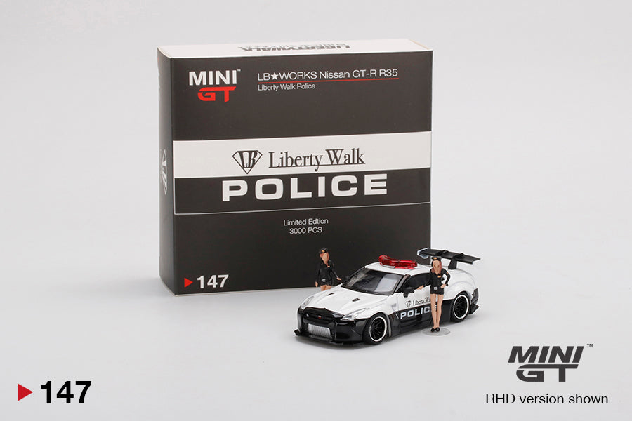 Mini GT Nissan GT-R (R35) Liberty Walk LB WORKS Police MGT00147 1/64 Diecast