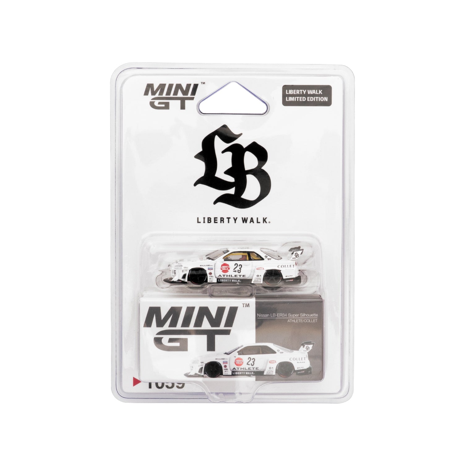 Mini GT Nissan LB-ER34 Super Silhouette ATHLETE-COLLET LBWK Card Blist ...