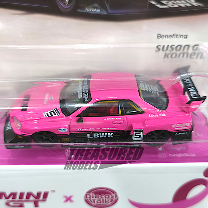 Mini GT Nissan LB-ER34 Super Silhouette SKYLINE MINI GT Give x Diecast Talk — For Susan G. Komen MGT01095 1/64 Diecast
