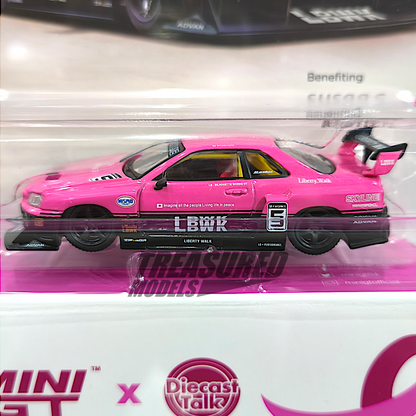 Mini GT Nissan LB-ER34 Super Silhouette SKYLINE MINI GT Give x Diecast Talk — For Susan G. Komen MGT01095 1/64 Diecast