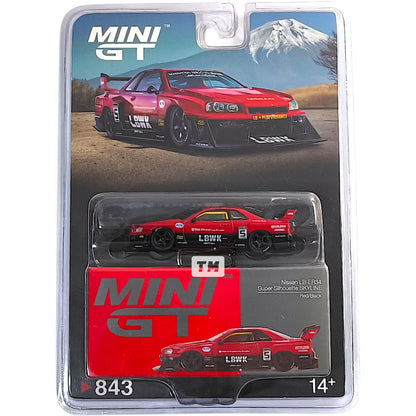 Mini GT Nissan LB-ER34 Super Silhouette SKYLINE Red Black Blister Packaging MGT00843BL 1/64 Diecast
