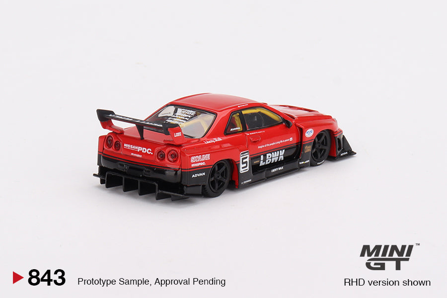 Mini GT Nissan LB-ER34 Super Silhouette SKYLINE Red Black MGT00843 1/64 Die Cast