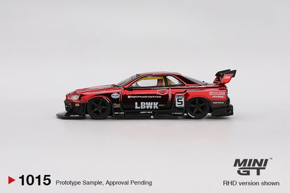 Mini GT Nissan Skyline GT-R LB-ER34 Super Silhouette Red Chrome Brazil Exclusive 2025 1/64 Diecast