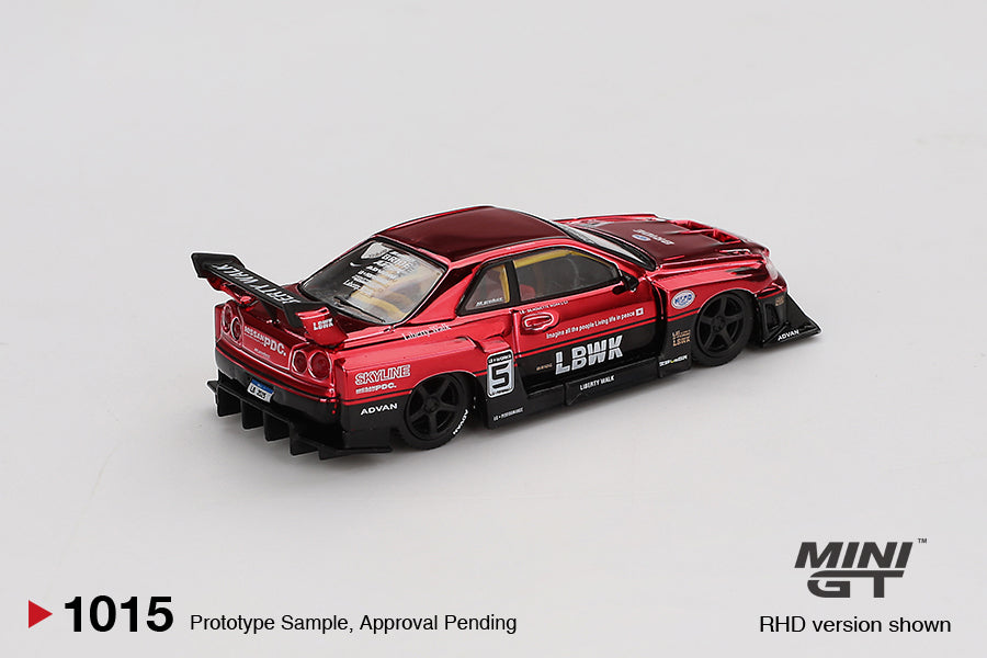 Mini GT Nissan Skyline GT-R LB-ER34 Super Silhouette Red Chrome Brazil Exclusive 2025 1/64 Diecast