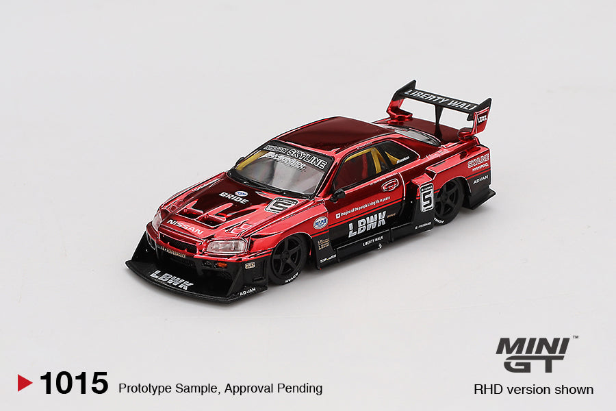 Mini GT Nissan Skyline GT-R LB-ER34 Super Silhouette Red Chrome Brazil Exclusive 2025 1/64 Diecast