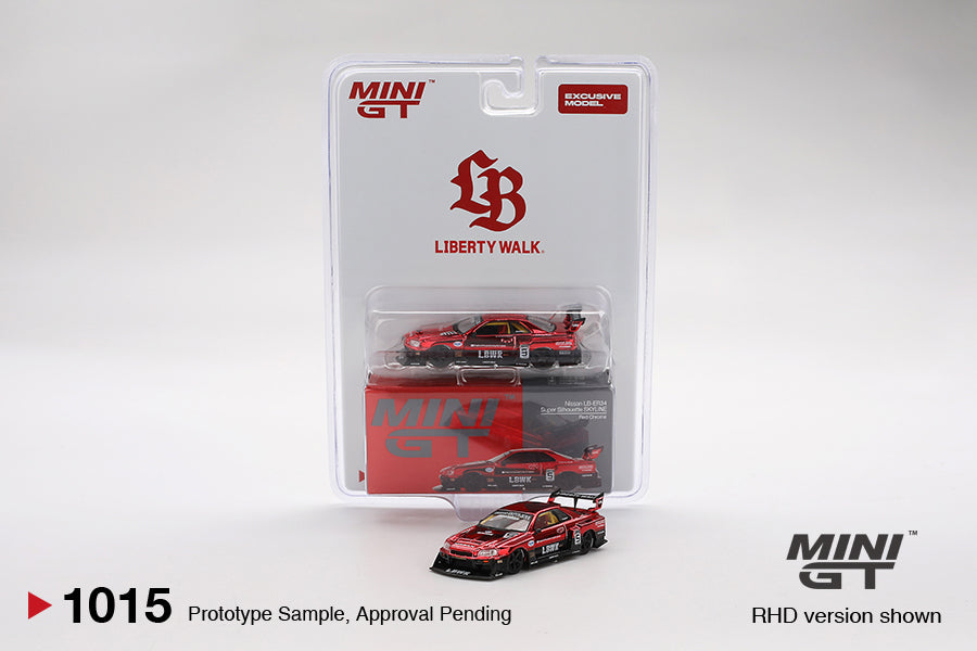 Mini GT Nissan Skyline GT-R LB-ER34 Super Silhouette Red Chrome Brazil Exclusive 2025 1/64 Diecast