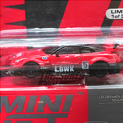 Mini GT Nissan LB-Silhouette WORKS GT 35GT-RR Ver.1 Red Black LBWK Card Blister Packaging MGT00324 1/64 Diecast