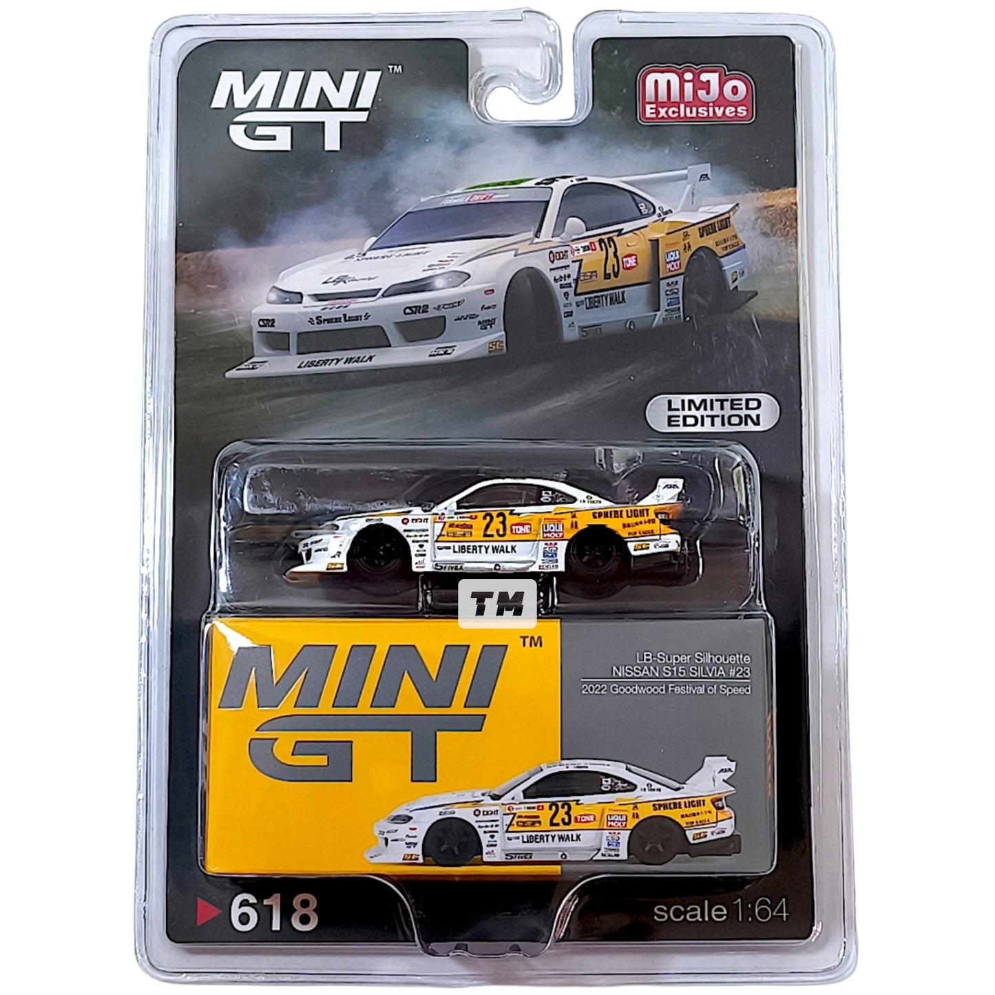 Mini GT Nissan LB-Super Silhouette S15 SILVIA #23 2022 Goodwood Festival of Speed Blister Packaging MGT00618-BL 1/64 Diecast