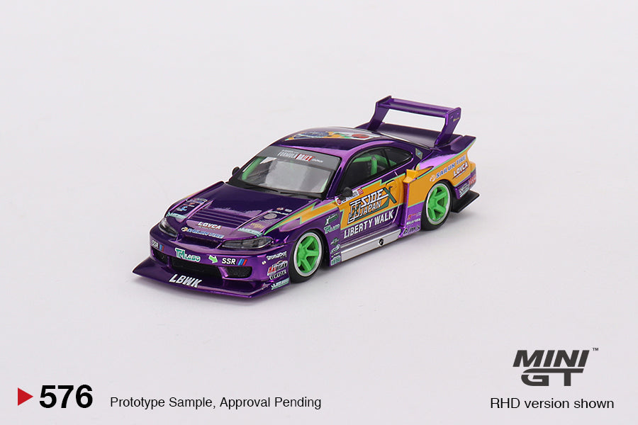 Mini GT Nissan LB-Super Silhouette S15 SILVIA #555 2022 Formula Drift Japan MGT00576 1/64 Die Cast