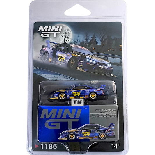Mini GT Nissan LB-Super Silhouette S15 SILVIA #555 Team MINI GT Liberty Walk 2025 Formula Drift Halloween Special Blister Packaging MGT01185BL 1/64 Diecast