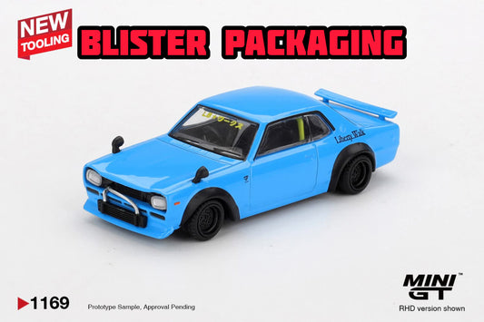 [Pre-Order] Nissan LB★Works HAKOSUKA Baby Blue Blister Packaging MGT01169 1/64 Diecast