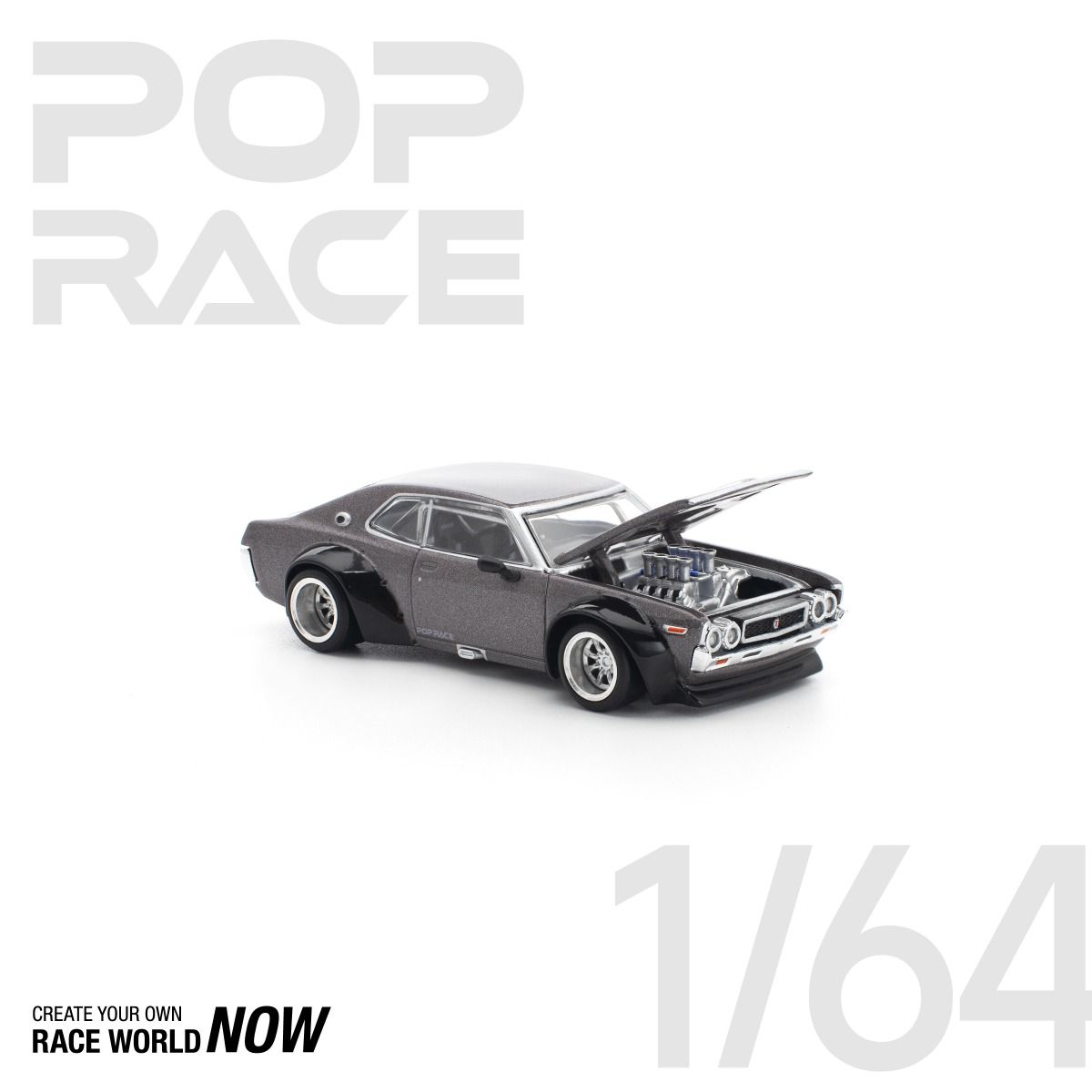 *Pre-Order* Pop Race Nissan Laurel C130 Metallic Gray PR640304 1/64 Die Cast