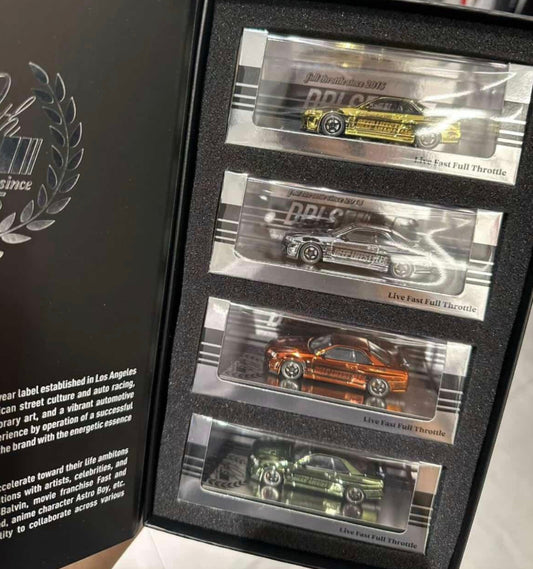 Inno64 x DPLS 4pcs-Box Set Nissan R34 DPLS 10th Anniversary LTD TASHK 2025 1/64 Diecast