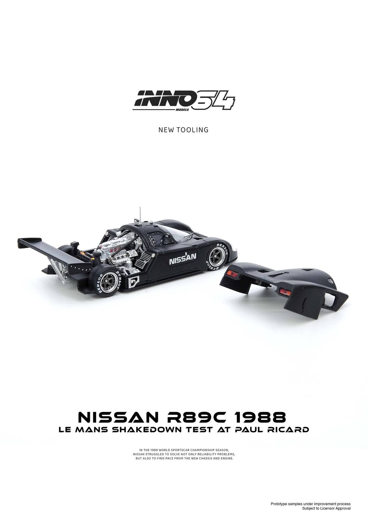 Inno64 Nissan R89C 1988 Le Mans ShakeDown Test at Paul Ricard 1/64 Diecast