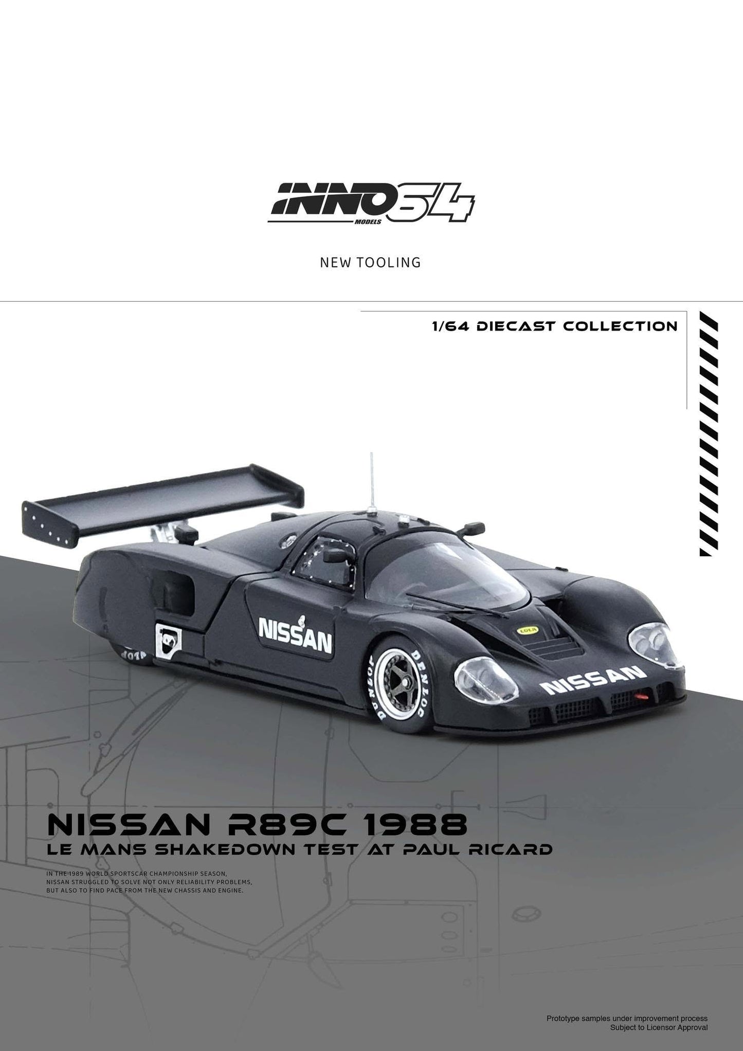 Inno64 Nissan R89C 1988 Le Mans ShakeDown Test at Paul Ricard 1/64 Diecast