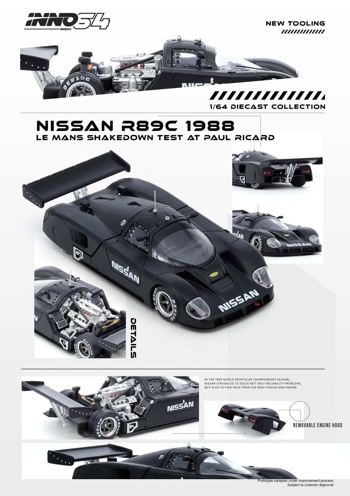 Inno64 Nissan R89C 1988 Le Mans ShakeDown Test at Paul Ricard 1/64 Diecast