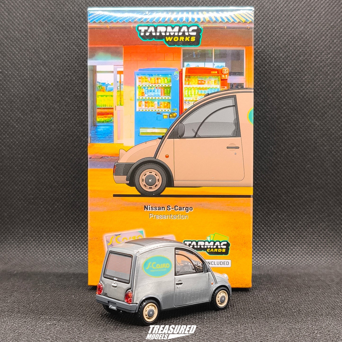 CHASE! Tarmac Works Nissan S-Cargo Presentation Chase with Tarmac Cards Combo Set 1/64 Diecast