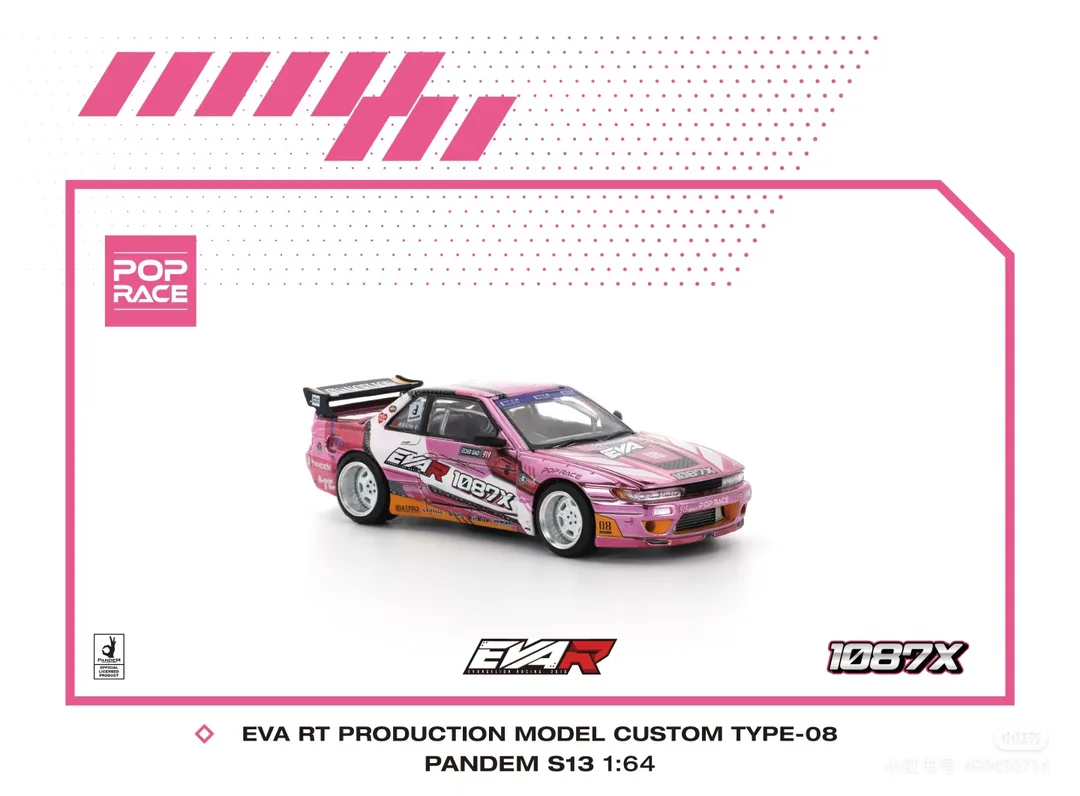 Pop Race Nissan S13 Pandem 1087X EVA RT Custom Type-08 Pink 2025 S43-HEC2025 1/64 Die Cast