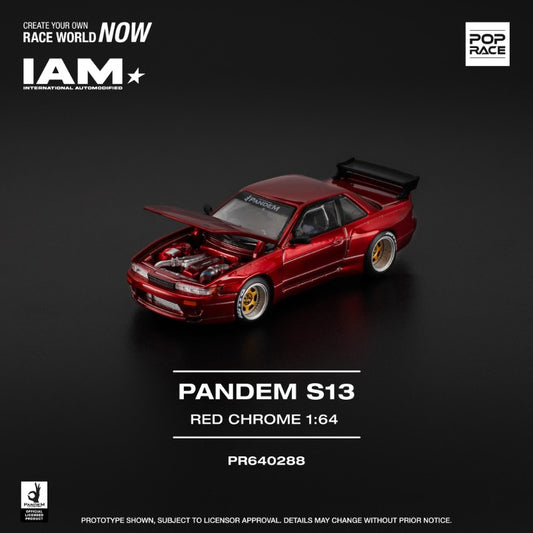 Pop Race Nissan S13 Pandem Red Chrome IAM 1/64 Diecast