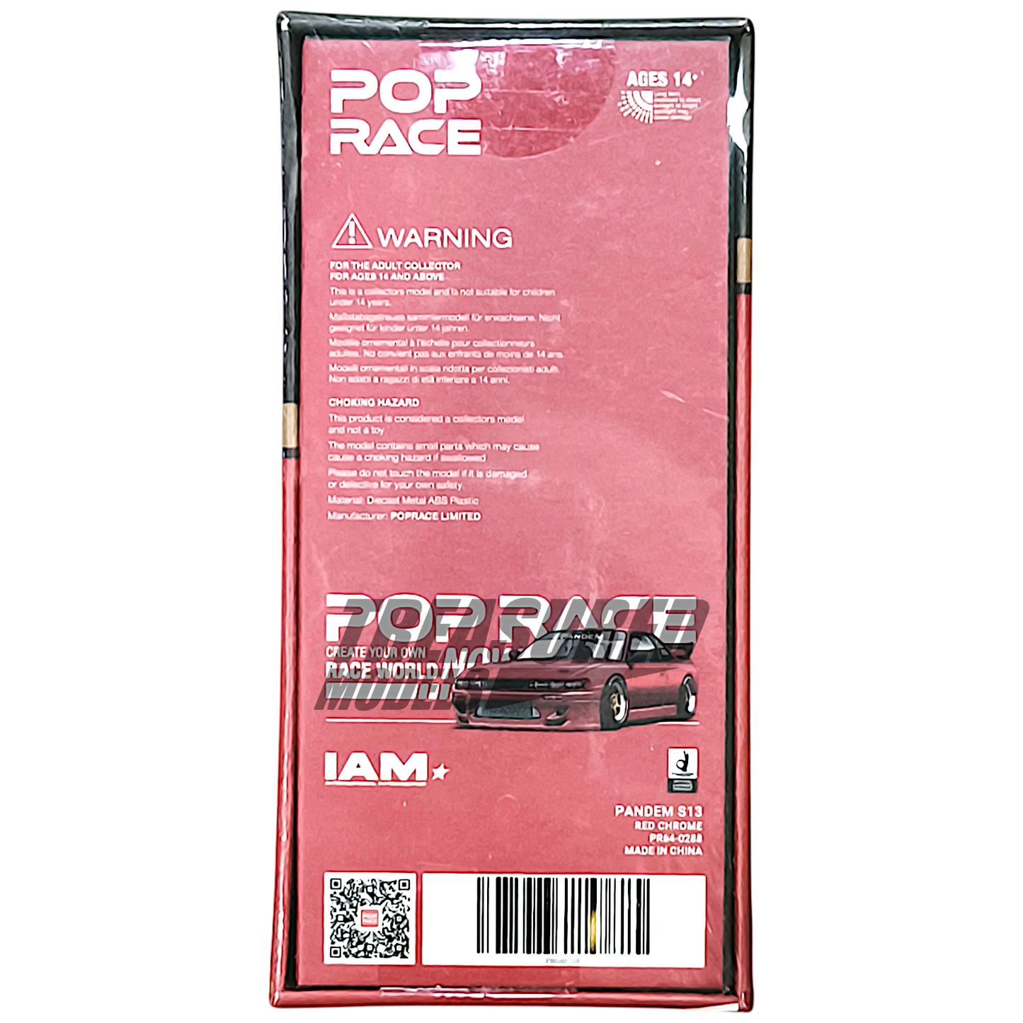 Pop Race Nissan S13 Pandem Red Chrome IAM 1/64 Diecast