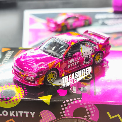 Tarmac Works Nissan Silvia S14 Vertex Hello Kitty Pink Chrome APAxpo 2025 T64G-018-HK2 1/64 Diecast