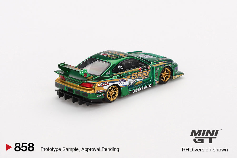 Mini GT Nissan Silvia S15 LB-Super Silhouette LBWK 2024 Fausto Racing Blister Packaging MGT00858 1/64 Die Cast