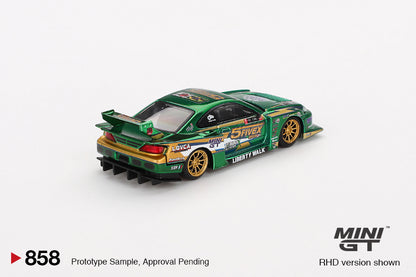 Mini GT Nissan Silvia S15 LB-Super Silhouette LBWK 2024 Fausto Racing Blister Packaging MGT00858 1/64 Die Cast